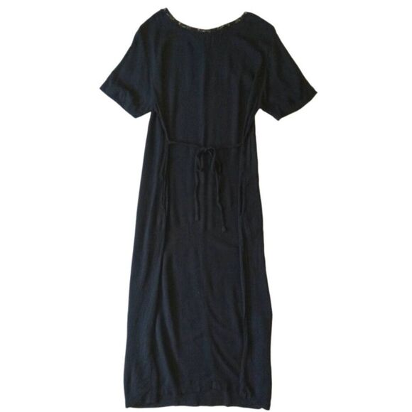 Delores Bell Vintage Black Lightweight Crinkled Fabric Maxi Dress Women's Medium - Picture 2 of 12